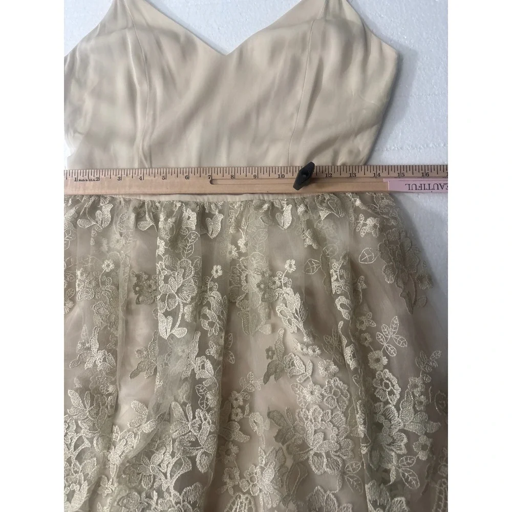 Alice + Olivia Juliane Lace Mini Dress Cream Bridal Ballerina Deep V Back S